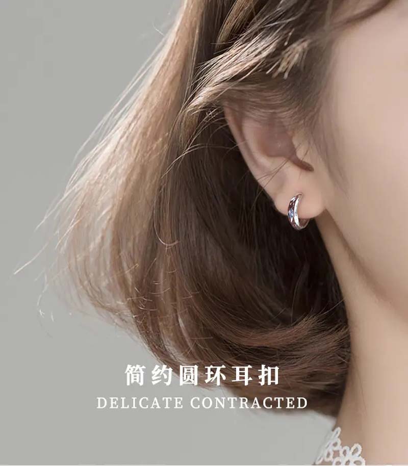 S925 Foot silver car flower ear buckle ear ring ear bag women's Chinese style simple earrings for the elderly to send mom grandma thumbnail