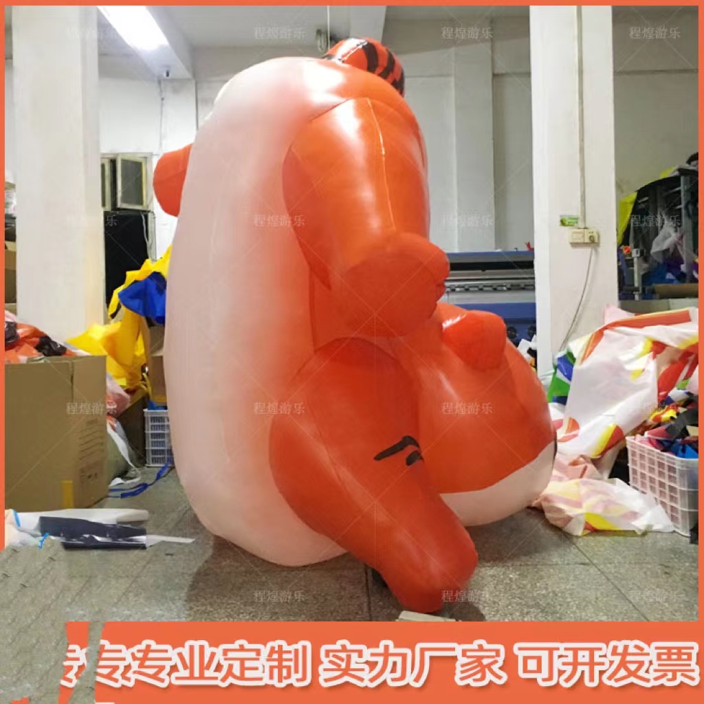 厂家直销充气玩具充气蹦床滑梯充气跳床充气城堡充气卡通老虎充气牛津布2022充气虎年老虎气模新年财神爷卡通商场爬墙发光老虎详情4