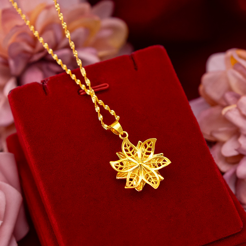 Pure Copper Plating Fashion Exquisite Ladies Small Flower Pendant Necklace Pendant Brass Gold Plated Jewelry Sargent Gold Jewelry Factory Direct Sales Novel Jewelry Specification drawing