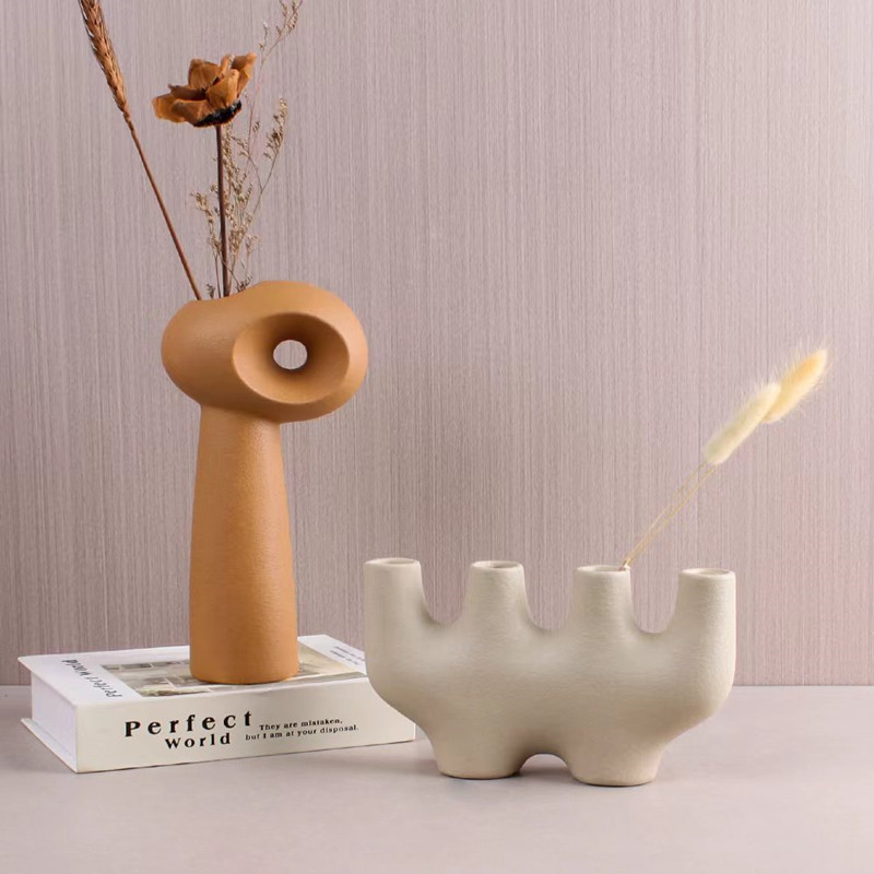 New Nordic modern minimalist geometric ceramic vases, living room decorative cabinets, hotel model rooms, wedding handicrafts Specification image