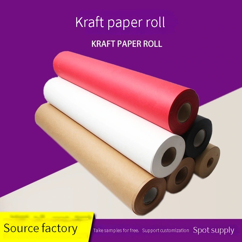 Direct for small roll brown kraft paper roll student painting paper gift art three-dimensional flower wrapping paper wholesale thumbnail