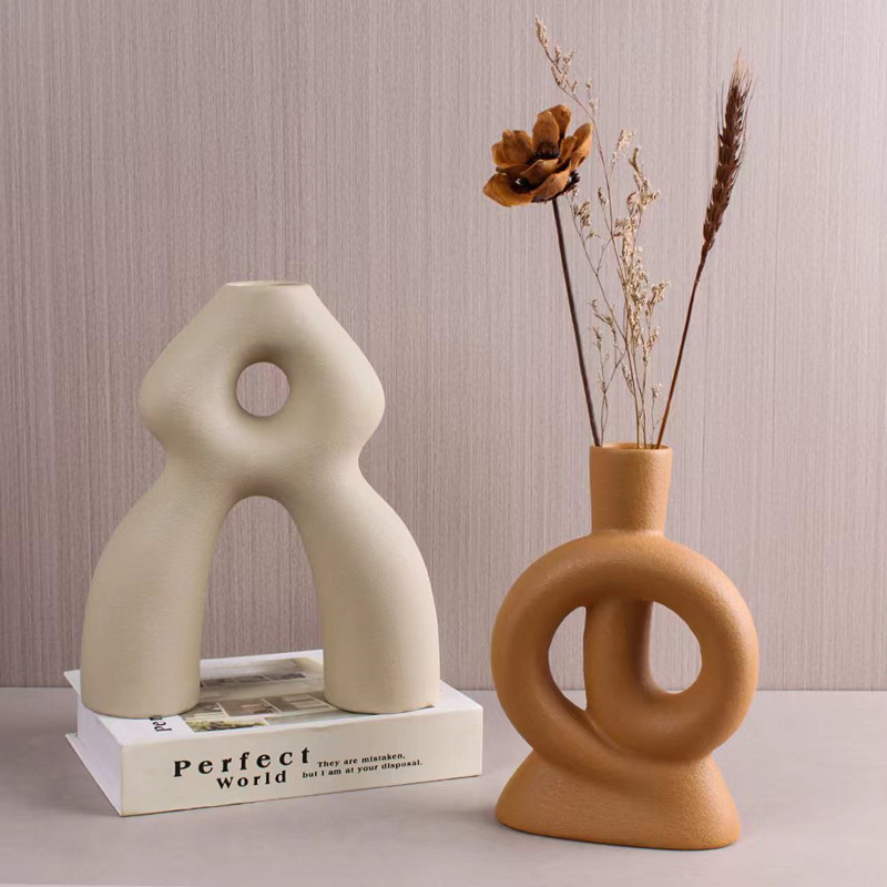New Nordic modern minimalist geometric ceramic vases, living room decorative cabinets, hotel model rooms, wedding handicrafts Specification image