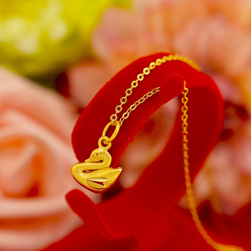 Pure Copper Gold Plated Solid Female Frosted Cygnet Pendant Source Wholesale Japan And South Korea Fashion Female Pendant Wholesale Factory Direct Sales Of New Strange Jewelry