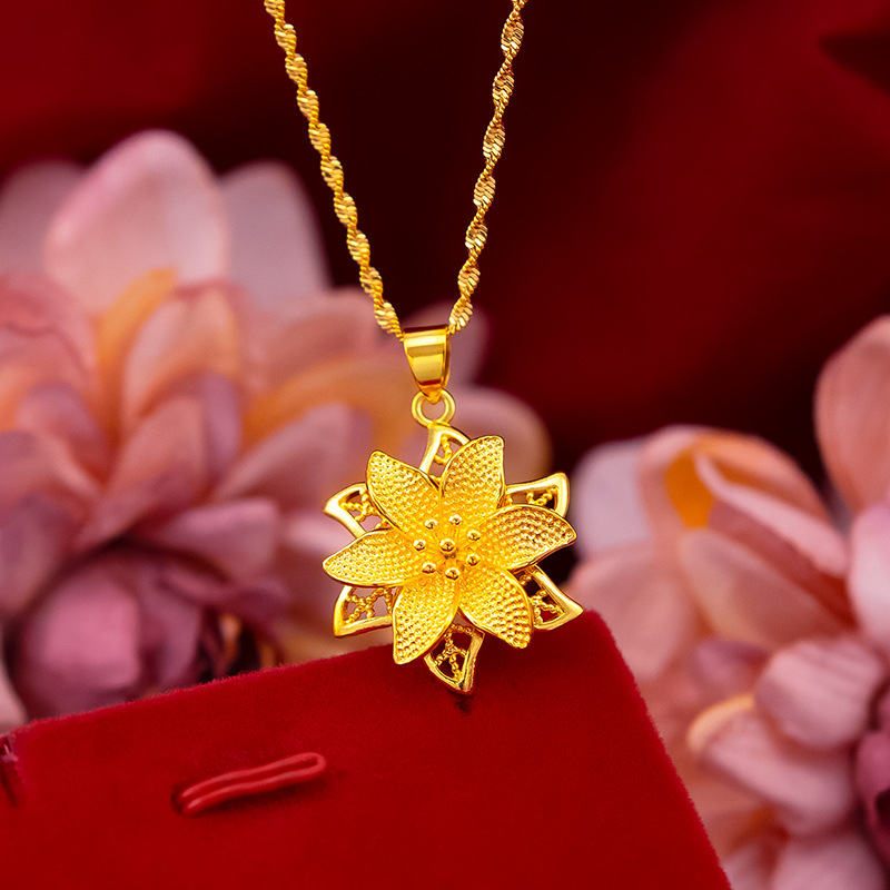 Pure Copper Plating Fashion Exquisite Ladies Small Flower Pendant Necklace Pendant Brass Gold Plated Jewelry Sargent Gold Jewelry Factory Direct Sales Novel Jewelry