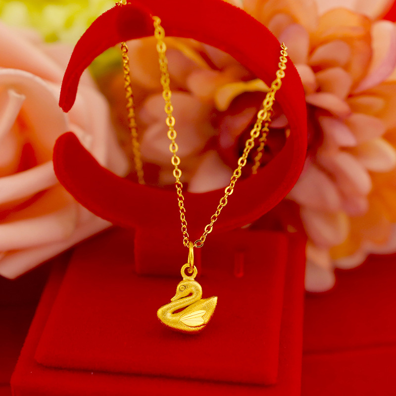 Pure Copper Gold Plated Solid Female Frosted Cygnet Pendant Source Wholesale Japan And South Korea Fashion Female Pendant Wholesale Factory Direct Sales Of New Strange Jewelry details Picture