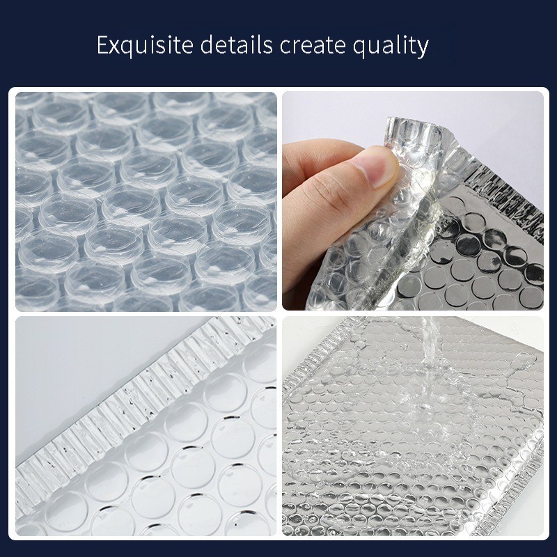 Silver aluminized bubble envelope bag Express package aluminized zip-lock bag shock-proof bubble bag Specification drawing