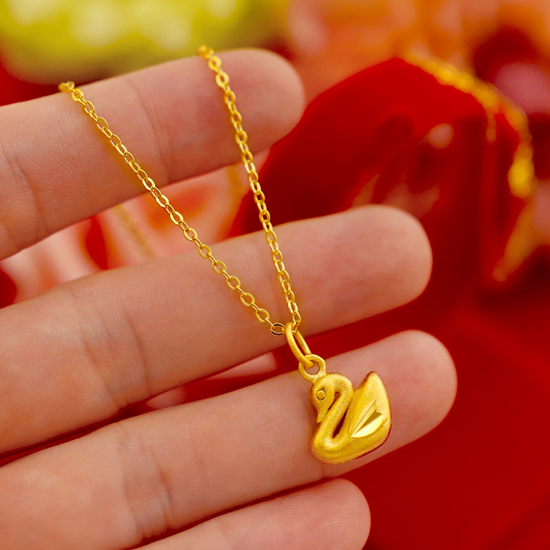 Pure Copper Gold Plated Solid Female Frosted Cygnet Pendant Source Wholesale Japan And South Korea Fashion Female Pendant Wholesale Factory Direct Sales Of New Strange Jewelry Specification drawing