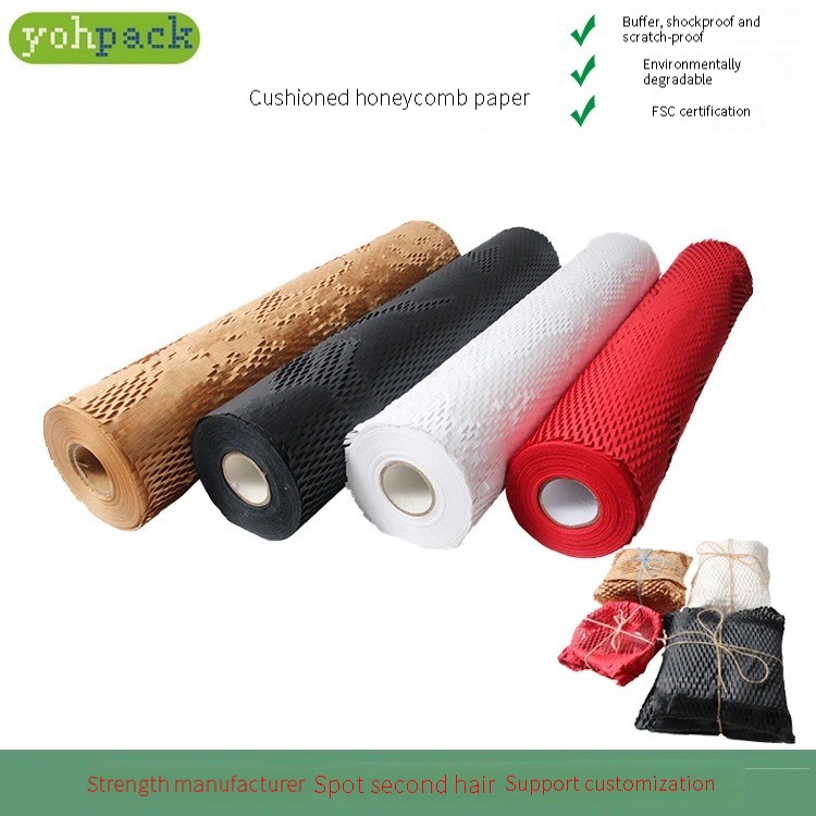 Packaging paper manufacturers directly supply degradable buffer shock absorbance anti - collision kraft paper mesh reel 80 grams buffer honeycomb paper thumbnail