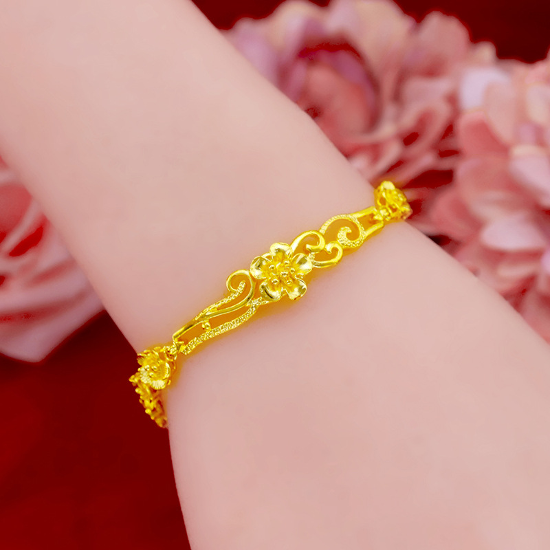 Gold-plated jewelry, Euro coin bracelet, sand gold that doesn't fade for a long time, new flower wedding bracelet, factory direct sales, novel accessories details Picture
