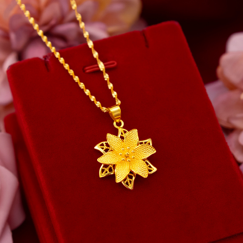 Pure Copper Plating Fashion Exquisite Ladies Small Flower Pendant Necklace Pendant Brass Gold Plated Jewelry Sargent Gold Jewelry Factory Direct Sales Novel Jewelry details Picture