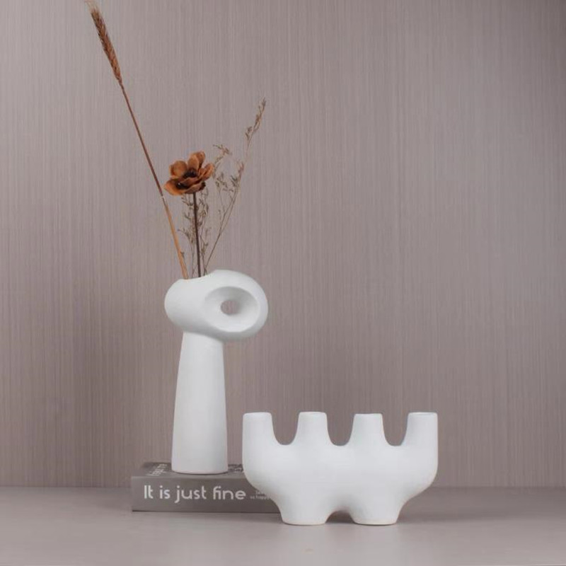New Nordic modern minimalist geometric ceramic vases, living room decorative cabinets, hotel model rooms, wedding handicrafts details Picture