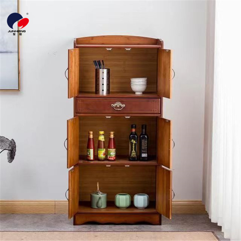 Chinese-style retro light luxury kitchen dining side storage cabinet, living room solid wood floor-standing multi-layer storage cabinet with door Application Scenario