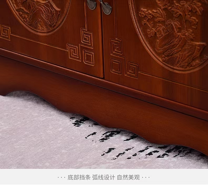 Nan bamboo retro tea water cabinet, sideboard storage cabinet, solid wood Chinese-style living room tea room storage cabinet, household kitchen bowl cabinet pic 13