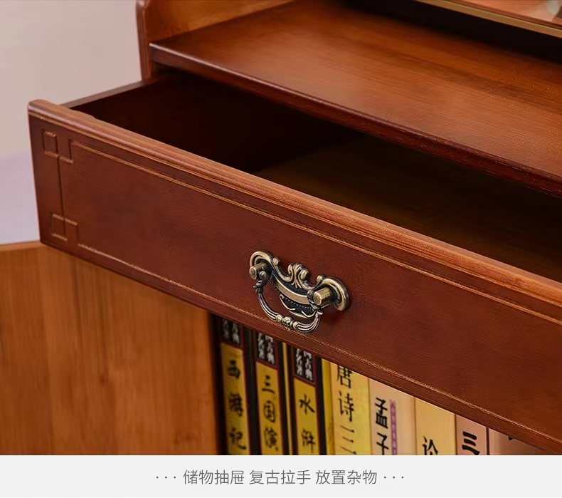 Nan bamboo retro tea water cabinet, sideboard storage cabinet, solid wood Chinese-style living room tea room storage cabinet, household kitchen bowl cabinet pic 11