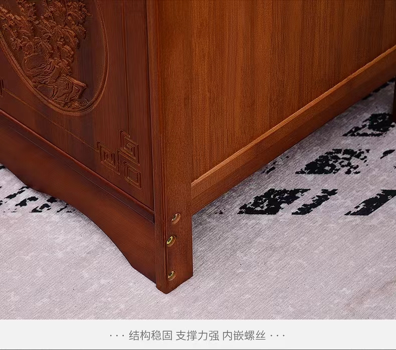 Nan bamboo retro tea water cabinet, sideboard storage cabinet, solid wood Chinese-style living room tea room storage cabinet, household kitchen bowl cabinet pic 14