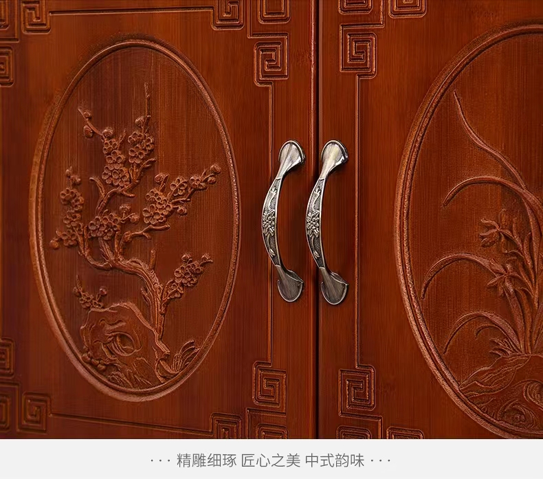 Nan bamboo retro tea water cabinet, sideboard storage cabinet, solid wood Chinese-style living room tea room storage cabinet, household kitchen bowl cabinet pic 12