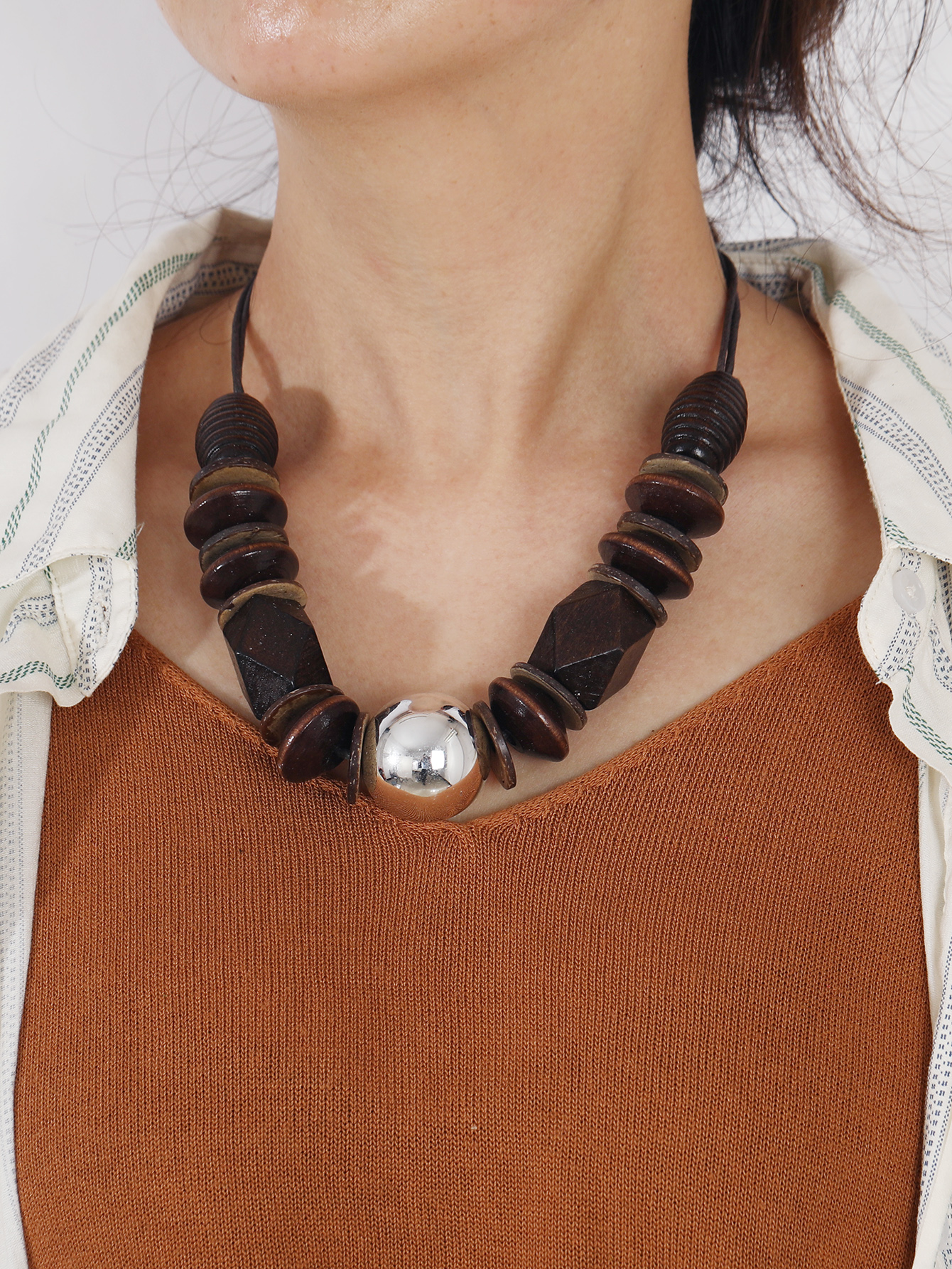 Bohemian tropical style ethnic style retro handmade coconut shell beaded necklace Fucoi-363 thumbnail