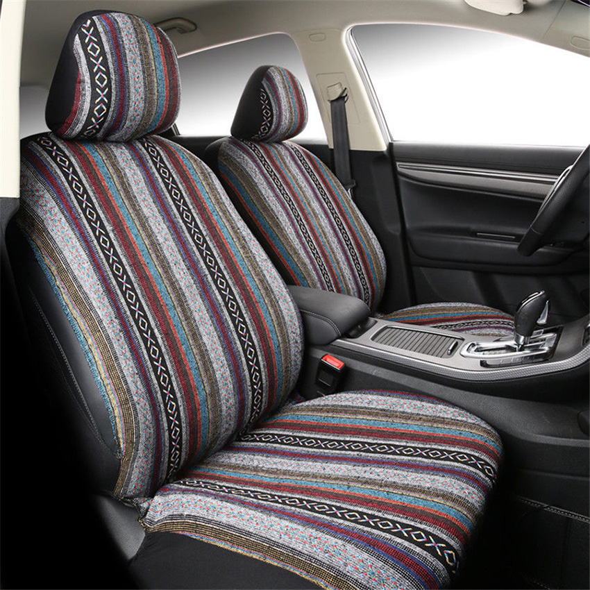 Ethnic-style coarse cloth car seat covers, canvas car seat cushions, five-seat car seat cushions for export full figure