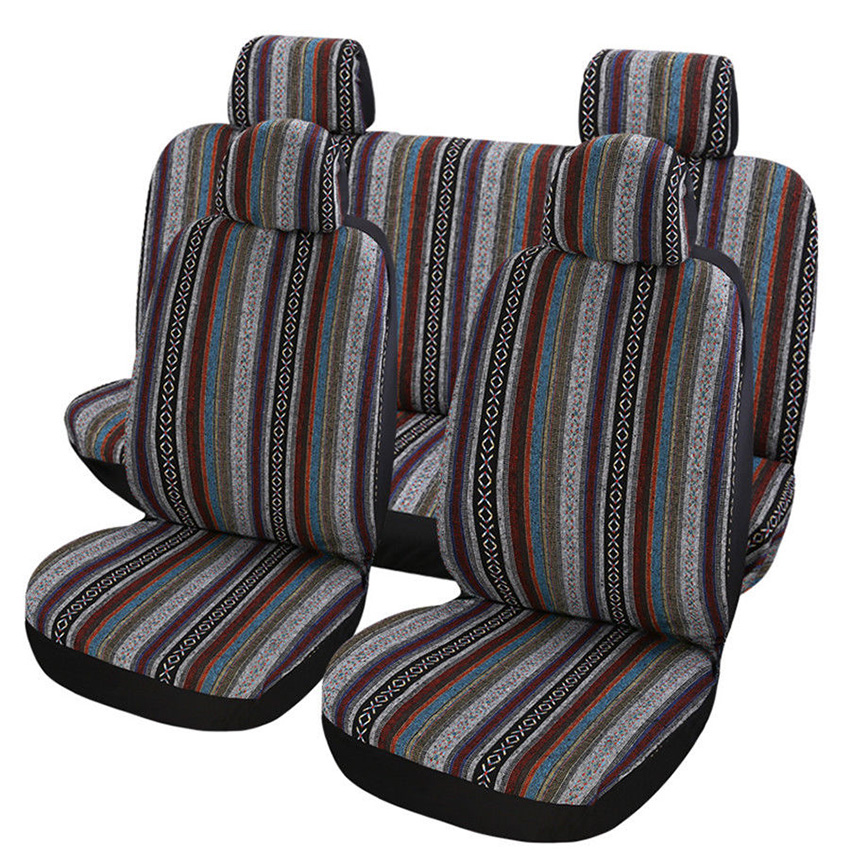 Ethnic-style coarse cloth car seat covers, canvas car seat cushions, five-seat car seat cushions for export details Picture