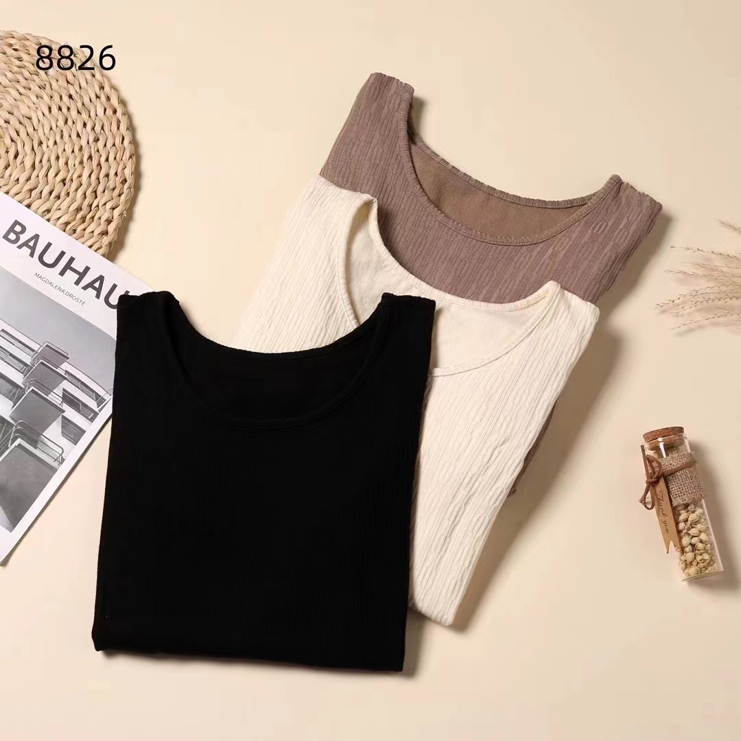 Autumn And Winter Classic Solid Color Women's Long T Fashion Printed Bottom Thermal Top 8826 details Picture