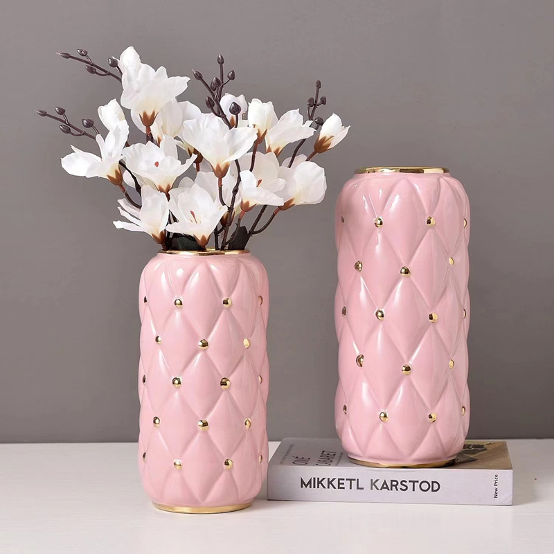 New Nordic modern and simple electroplated ceramic vases, living room decorative cabinets, ornaments, hotel model rooms, wedding handicrafts Item Picture