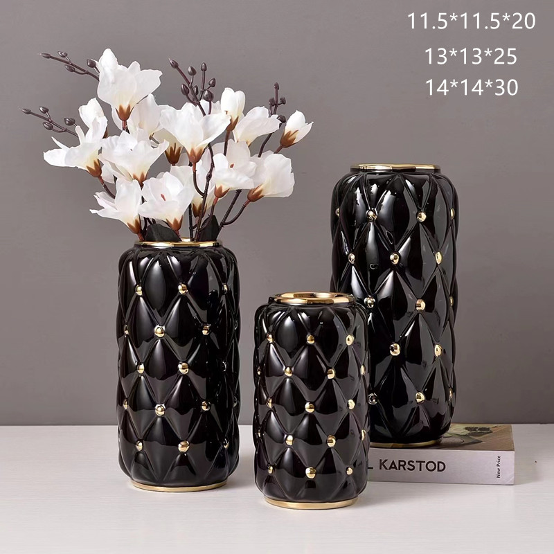 New Nordic modern and simple electroplated ceramic vases, living room decorative cabinets, ornaments, hotel model rooms, wedding handicrafts Specification image