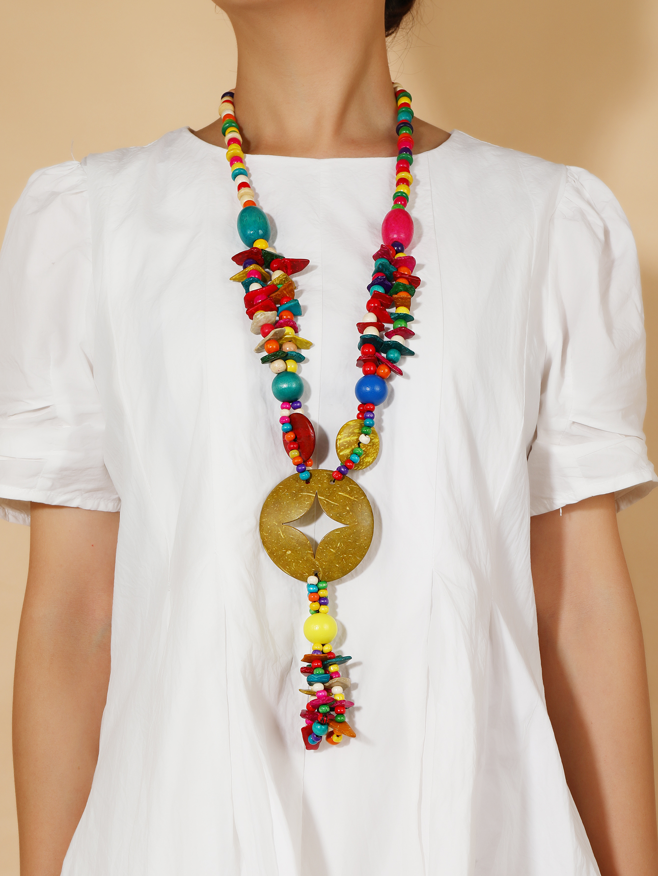 Bohemian tropical style ethnic style retro handmade coconut shell beaded necklace Fucoi-367 thumbnail