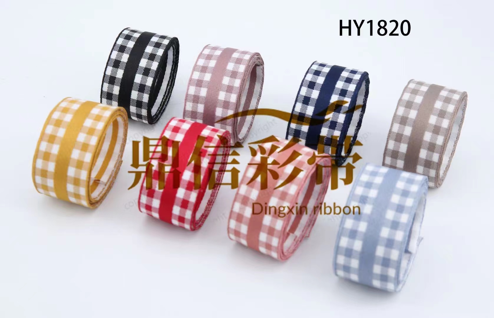 Dingxin Korea boutique webbing HY1820 check tape Korean webbing handmade DIY bow hair accessories Shining silver checkered ribbon 100Y thumbnail