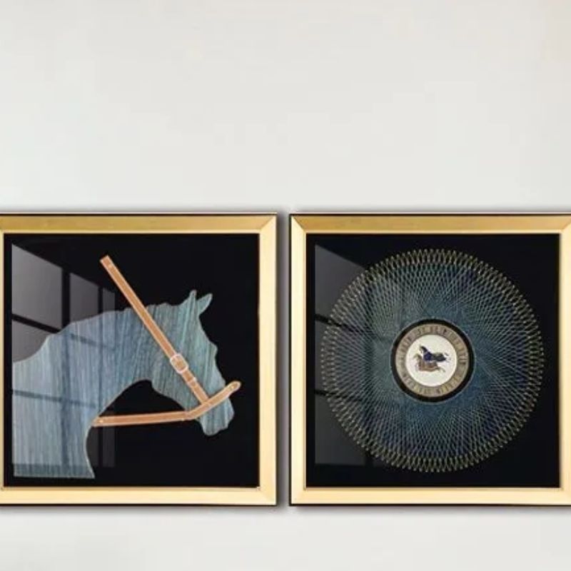 A modern and simple three-piece set of silk thread horse for living room decoration details Picture