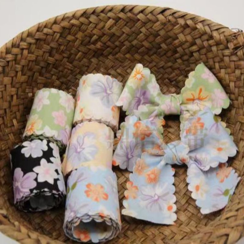 Factory direct sales of South Korea boutique plum flower ribbon Dingxin ribbon DIY handmade hair ornaments bow ribbon gift box packaging 100Y thumbnail