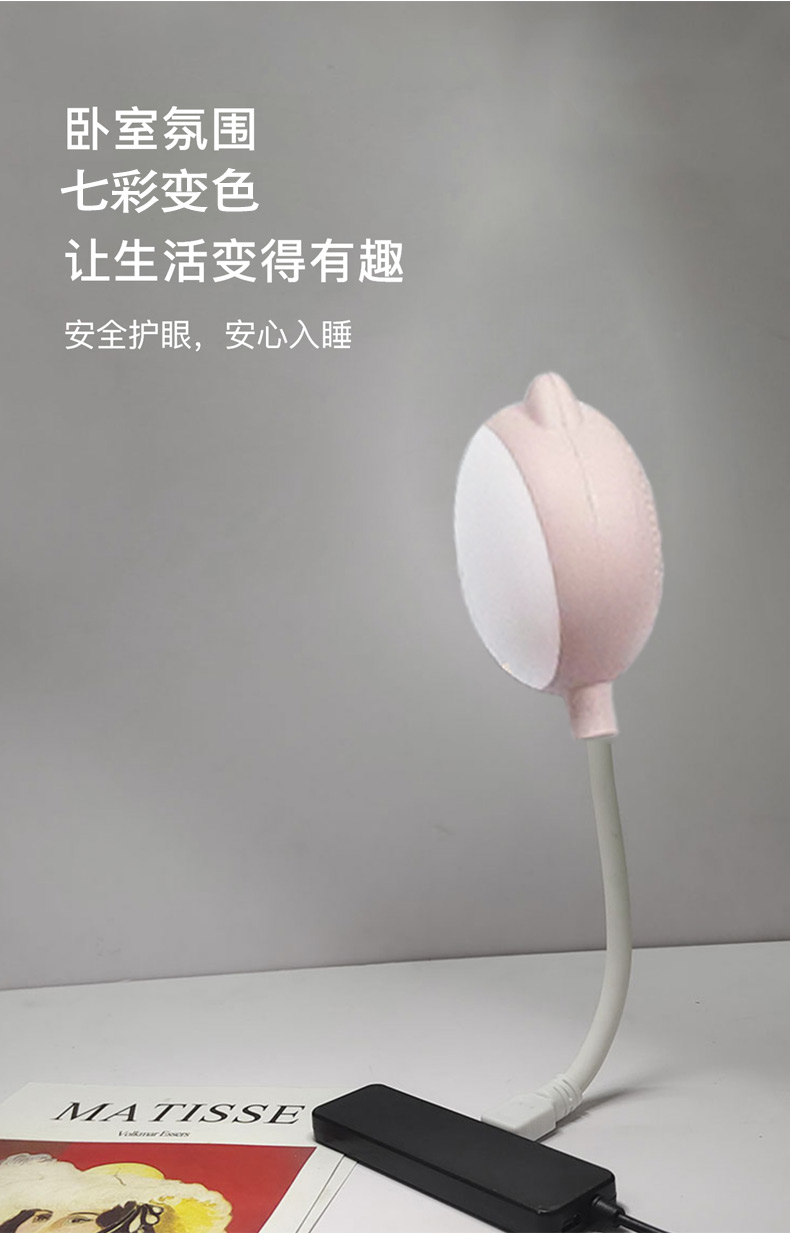 智能声控小夜灯 语音USB小夜灯 七彩呼吸变色音乐律动床头灯详情4
