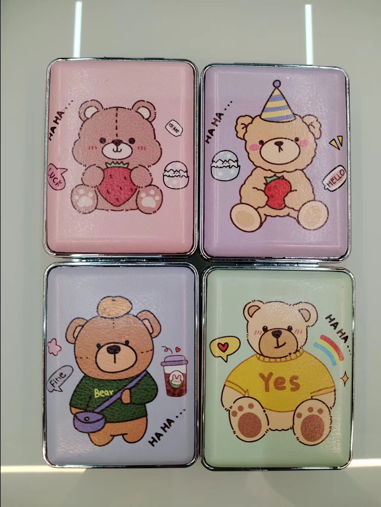 Little Bear makeup mirror, pocket mirror, small mirror, PU professional customization, customer pictures details Picture