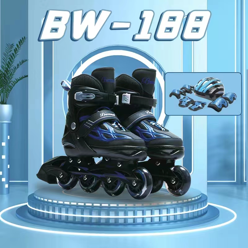 188套装PU轮子溜冰鞋可调大小旱冰鞋全闪光轮轮滑鞋详情2