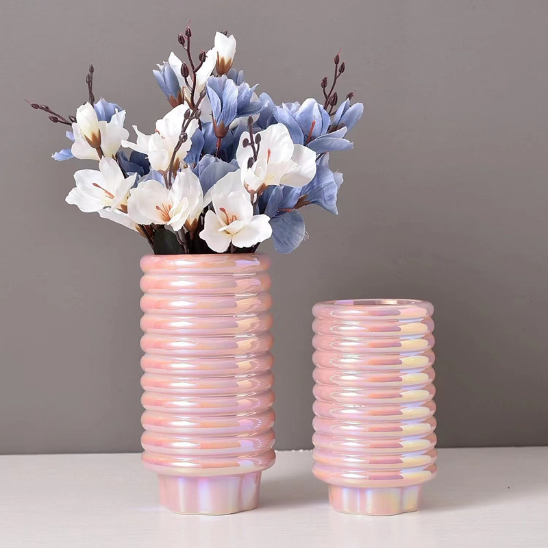 Nuevo tipo de galvanoplastia cerámica fantasma jarrón de porcelana sala de estar gabinete decorativo mueble de hotel modelo sala de boda artesanía Specification image