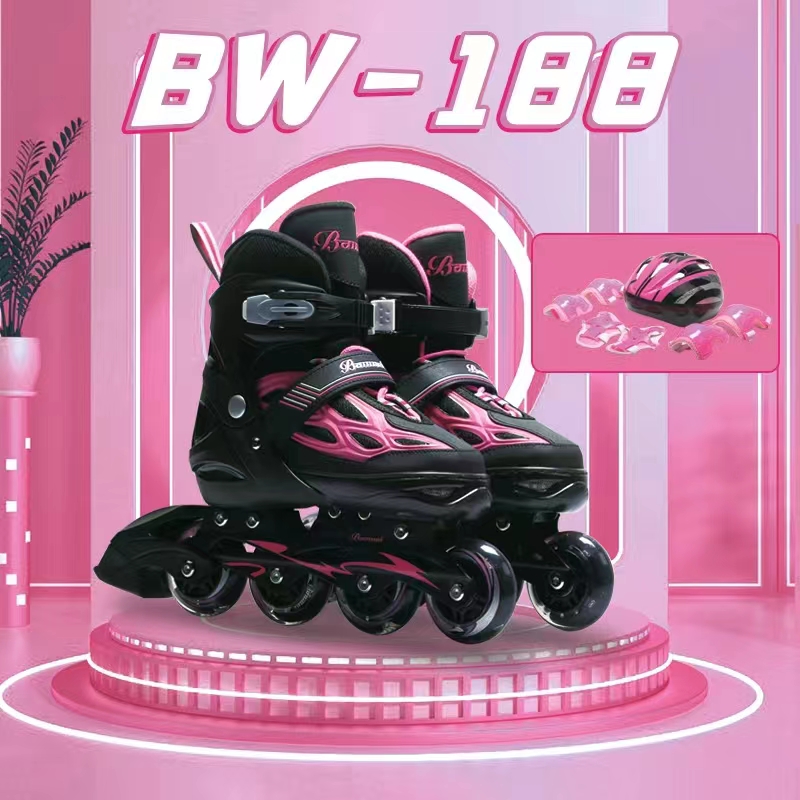 188 Set Pu Roller Skates Adjustable Size Roller Skates Full Flash Roller Skates