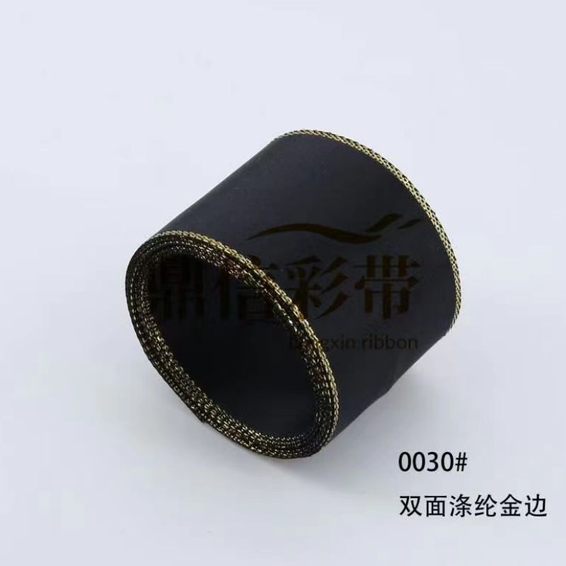 Dingxin Korean premium woven ribbon color Double-sided polyester gold edge DIY handmade bow hair accessory clothing accessories color-blocking hat gift box Packaging ribbon Accessories 100Y
