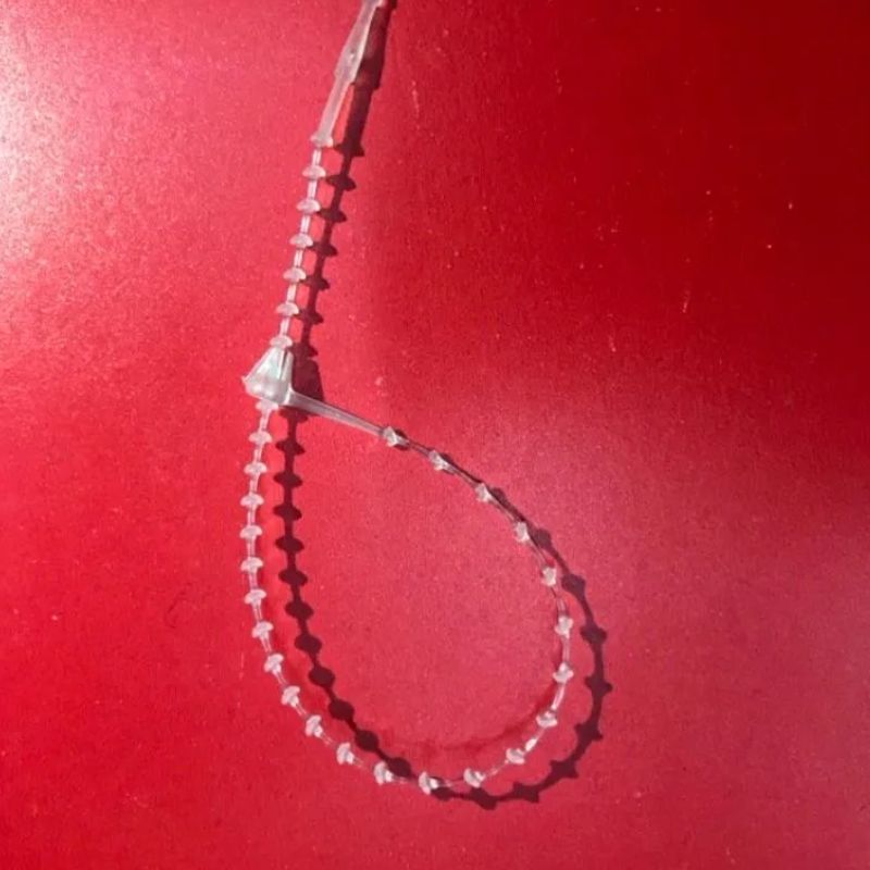 3寸楚宜珠链塑料服装吊牌珠带子母扣 易穿插3英寸透明珠链子母扣详情图2