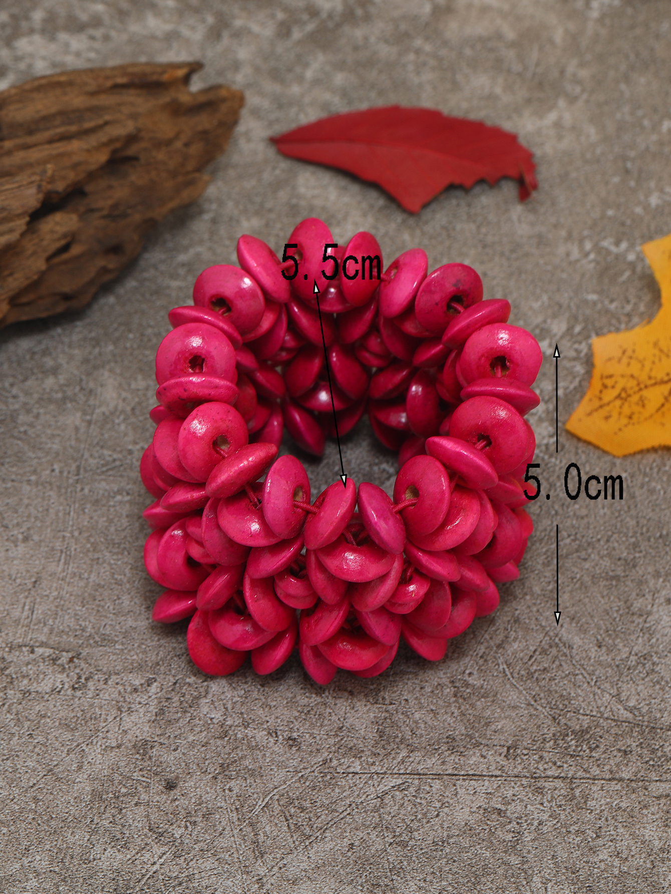 Boho tropical folk style retro handmade wooden beaded bracelet Fucoco-377 Item Picture