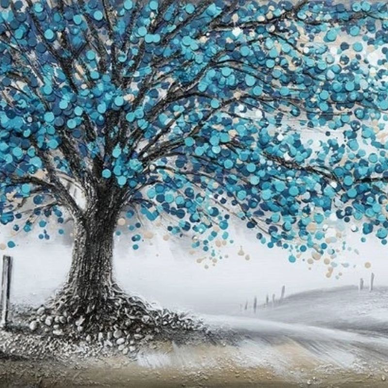 Blue Money Tree Oil Painting details Picture
