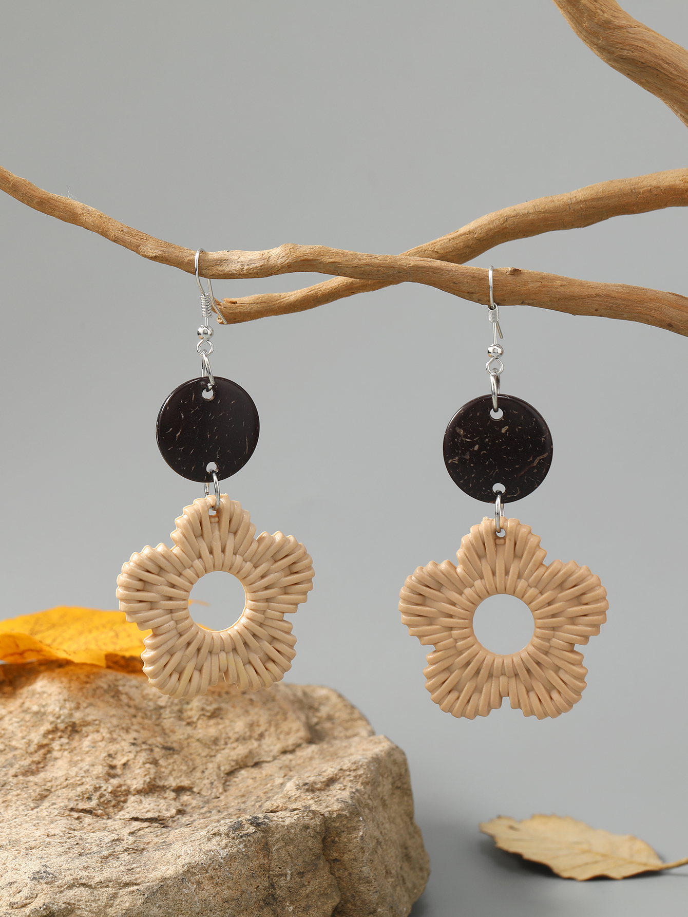 Bohemian tropical folk style retro handmade resin earrings Fufu Coconut -505