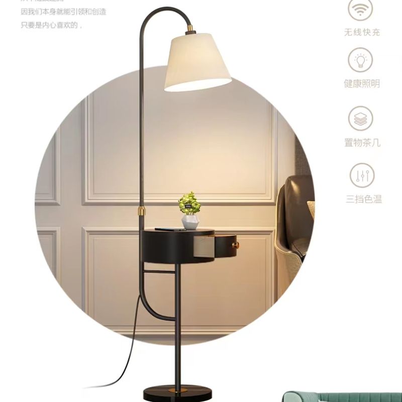 Nordic Coffee Table Floor Lamp Living Room Sofa Bedroom Bed Simple Modern Drawer Shelf Usb Vertical Table Lamp details Picture