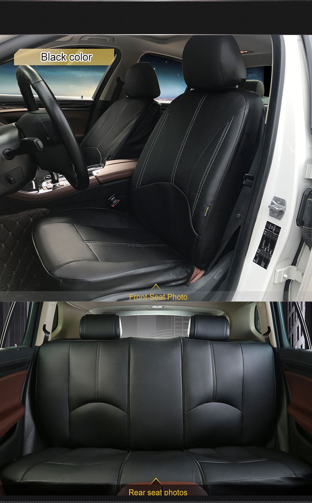 All-season simple PU seat covers, car seat covers, black car seat cushions for foreign trade export full figure