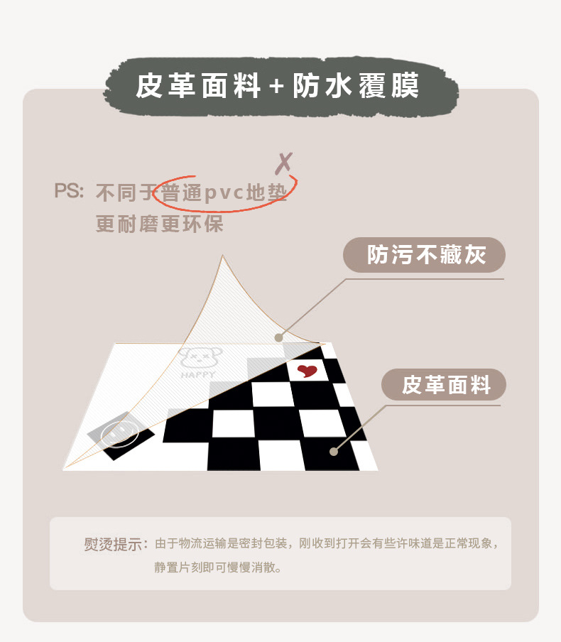 千思简约棋盘格进门入户门地垫防水免洗防滑脚垫pvc可裁剪大门口地垫详情3