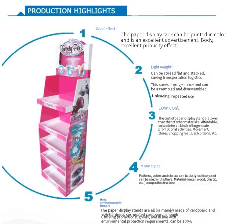 Mall hook folding display rack chain store promotional paper shelf colored cardboard assembly display box Specification drawing