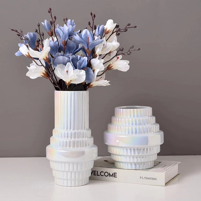 New Nordic minimalist electroplated ceramic vases, wedding and hotel soft decoration items, hydroponic flower vases, living room decorative cabinets, dining tables, model rooms, home decoration handicrafts Specification image