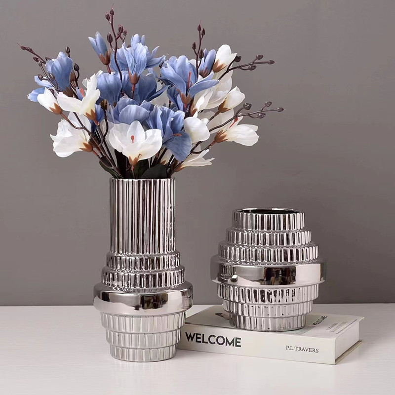 New Nordic minimalist electroplated ceramic vases, wedding and hotel soft decoration items, hydroponic flower vases, living room decorative cabinets, dining tables, model rooms, home decoration handicrafts details Picture