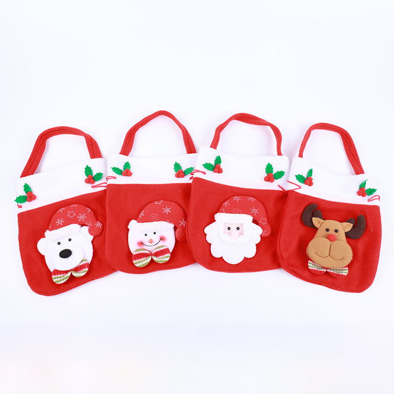 Bolsas de regalo de navidad bolsas de manzana colgantes bolsas de caramelo para niños bolsas de regalo de tamaño pequeño de dibujos animados accesorios regalos de navidad Item Picture
