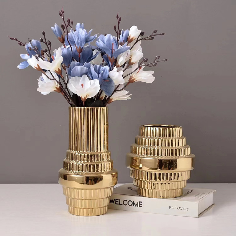 New Nordic minimalist electroplated ceramic vases, wedding and hotel soft decoration items, hydroponic flower vases, living room decorative cabinets, dining tables, model rooms, home decoration handicrafts