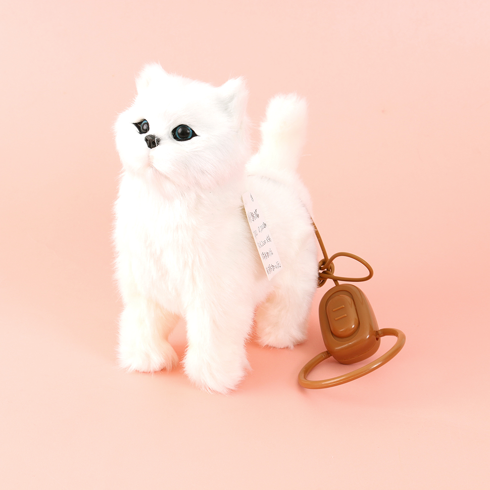 电动会叫会动的白猫咪仿真动物模型儿童毛绒玩具电子宠物摆件详情1