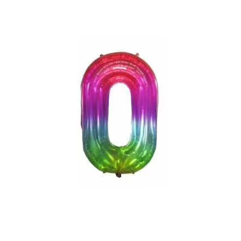 New jelly-colored 40-inch American version digital aluminum film balloon party decoration set rainbow digital aluminum film balloon details Picture